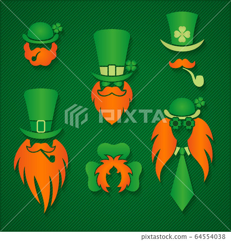 Irish people in hats leprechaun signs logos  St. Patrick Day vector  64554038