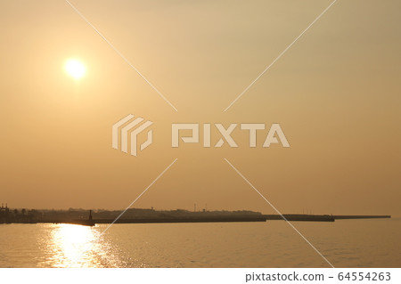 Sunset and harbor 64554263