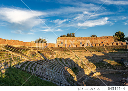 Greek and Roman Theater in Taormina - Sicily island Italy  64554644