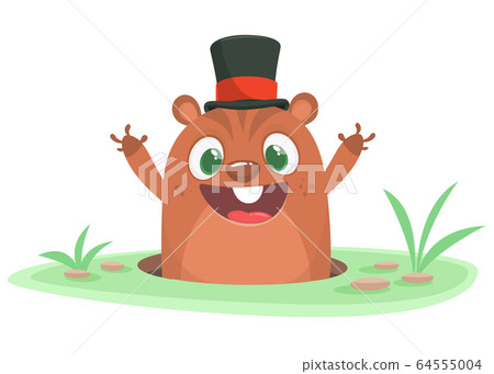 Cute groundhog cartoon illustration Cute groundhog cartoon illustration 64555004
