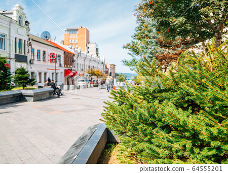 European old buildings at Arbat street in Vladivostok, Russia 64555201