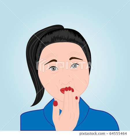 A girl covering her mouth with her hand trying to avoid belching 64555464