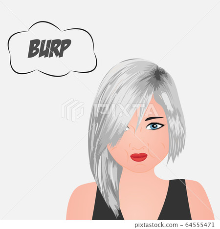 A girl trying to avoid belching from her mouth A girl trying to avoid belching from her mouth 64555471