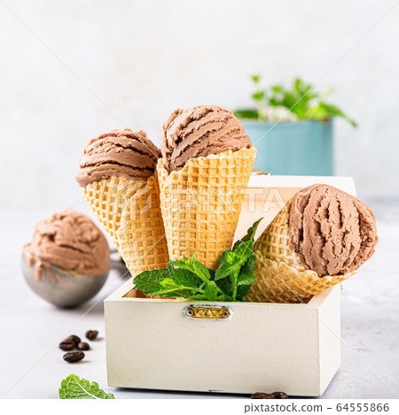 Delicious coffe ice cream for dessert 64555866