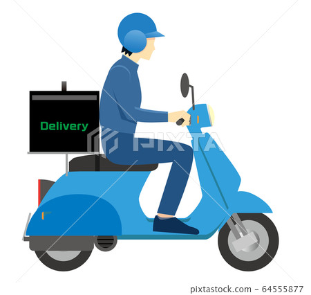 帶送貨上司和送貨員的小型摩托車的插圖|送貨,摩托車,送貨,烹飪 帶送貨上司和送貨員的小型摩托車的插圖|送貨,摩托車,送貨,烹飪 64555877