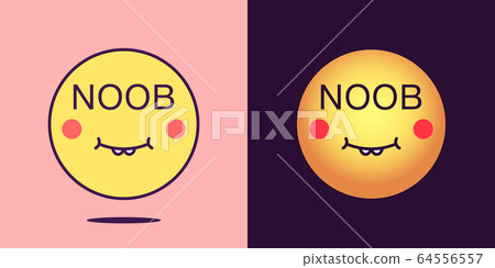 Emoji face icon with phrase Noob. Unskilled 64556557