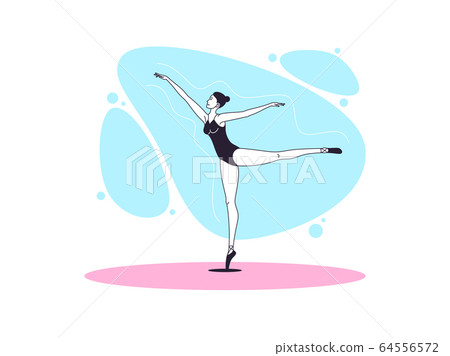 Graceful ballerina woman in outline minimalist 64556572