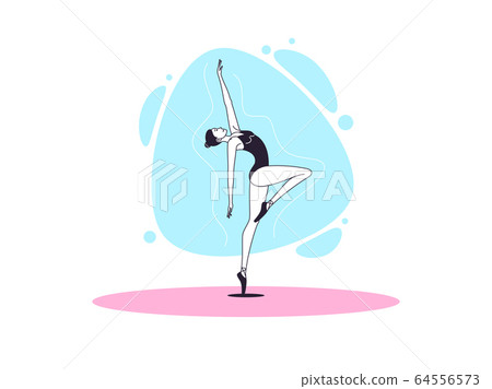Graceful ballerina woman in outline minimalist 64556573
