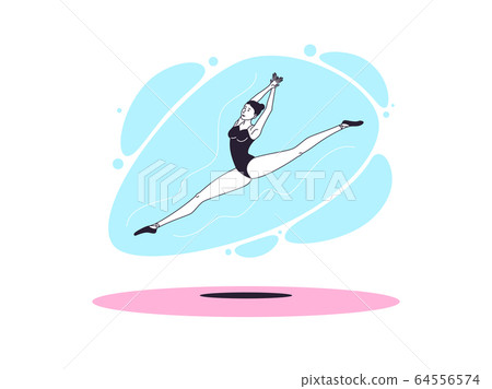 Graceful ballerina woman in outline minimalist 64556574