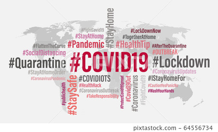 COVID19 world hashtag background concept. COVID 19 COVID19 world hashtag background concept. COVID 19 64556734
