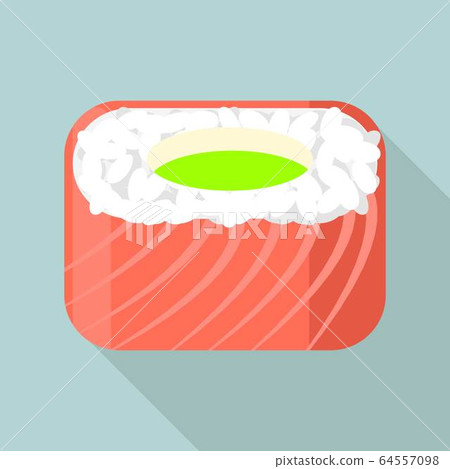 Red sushi roll icon, flat style Red sushi roll icon, flat style 64557098