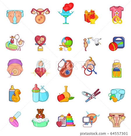 Maternity icons set, cartoon style 64557301