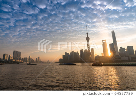 "Shanghai" Dawn of Shanghai, Lujiazui skyscraper 64557789