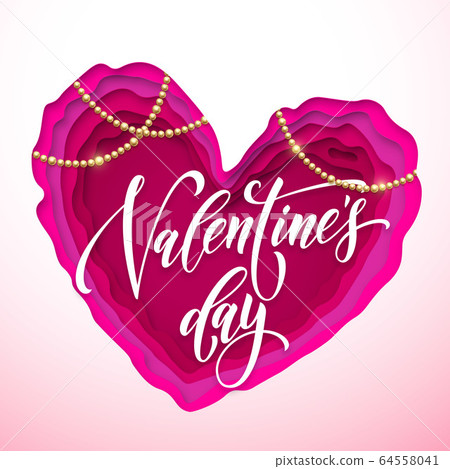 Valentines Day golden greeting text card and Valentines Day golden greeting text card and 64558041