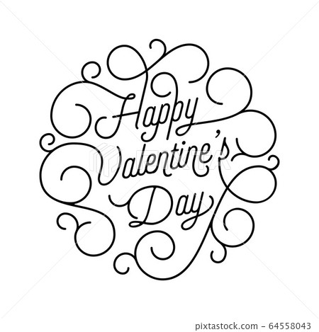 Valentine Day greeting card swash calligraphy text Valentine Day greeting card swash calligraphy text 64558043