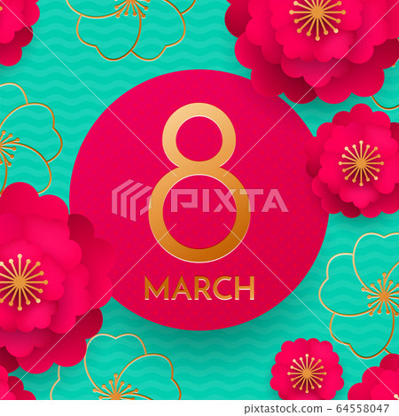 Happy International Women's Day 8 March papercut Happy International Women's Day 8 March papercut 64558047