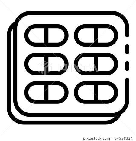 Blister with pills icon, outline style 64558324