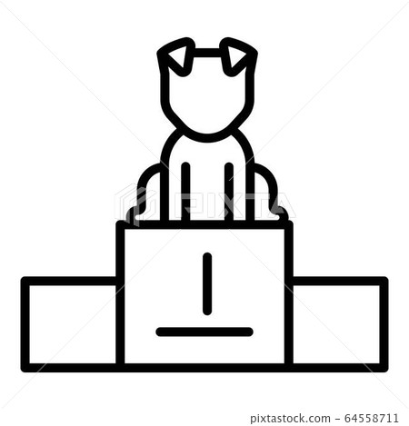 Dog on podium icon, outline style Dog on podium icon, outline style 64558711