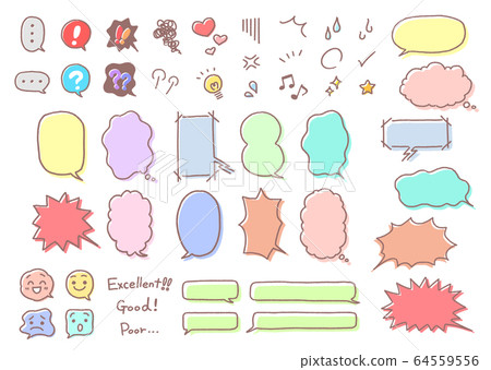 Soft color cartoon speech bubble & emotion icon Soft color cartoon speech bubble & emotion icon 64559556
