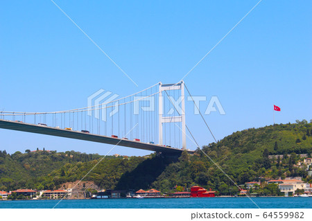 Fatih Sultan Mehmet Bridge and sea in Istanbul, Turkey Fatih Sultan Mehmet Bridge and sea in Istanbul, Turkey 64559982