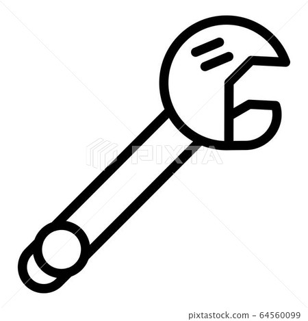 Adjustable wrench icon, outline style Adjustable wrench icon, outline style 64560099