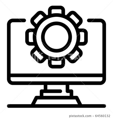 Computer update icon, outline style Computer update icon, outline style 64560132
