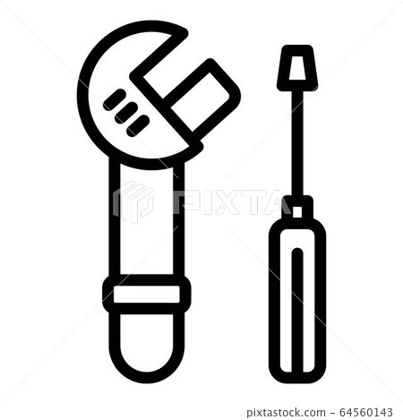 Metal wrench screwdriver icon, outline style 64560143