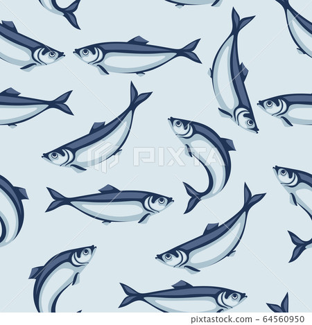 Seamless pattern with herring fish. Pacific sardine. Seamless pattern with herring fish. Pacific sardine. 64560950