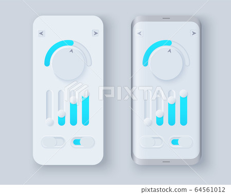 Neumorph UI kit on device screen Neumorph UI kit on device screen 64561012