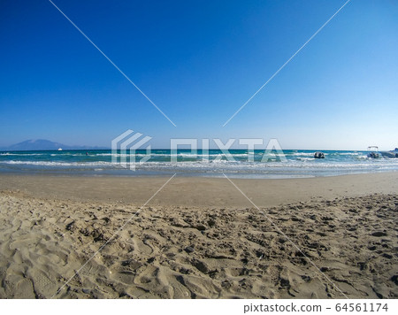 sand beach with sea at the Greece sand beach with sea at the Greece 64561174
