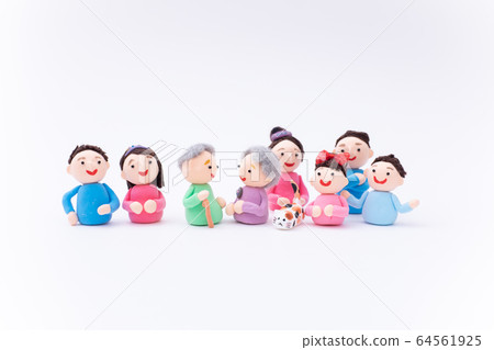 手工紙泥娃娃,爺爺奶奶和他們的家人聚會 手工紙泥娃娃,爺爺奶奶和他們的家人聚會 64561925