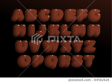 3D Chocolate letters set. Brown heavy bold style alphabet. Sweet candy Font for events, promotions, logos, banner, monogram and poster. Vector typography design. 64562626