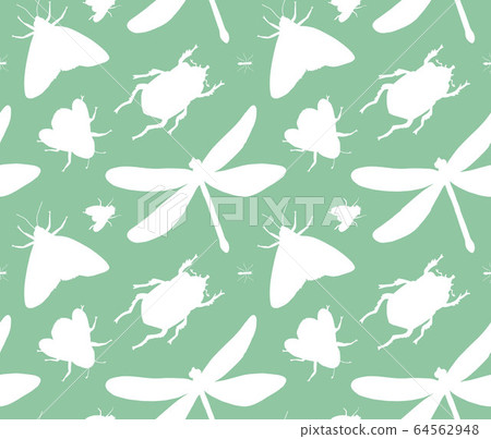 Vector seamless pattern of insects silhouette Vector seamless pattern of insects silhouette 64562948
