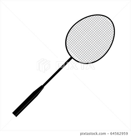Vector flat black badminton racket 64562959