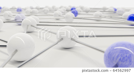 internet network connection communication concept made up of white plastic balls metal connections. background 3d render illustration. internet network connection communication concept made up of white plastic balls metal connections. background 3d render illustration. 64562997