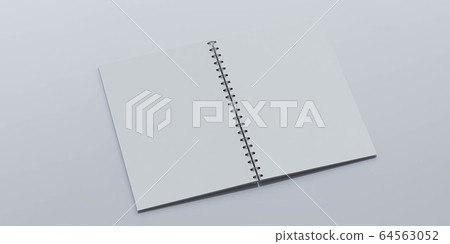 Open blank note book on white desk copy space empty blank to add your content 3d render illustration 64563052