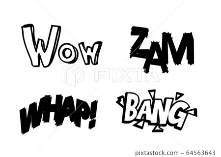 retro comic speech bubbles with sound effects : wow , zam , whap, bang on white 64563643