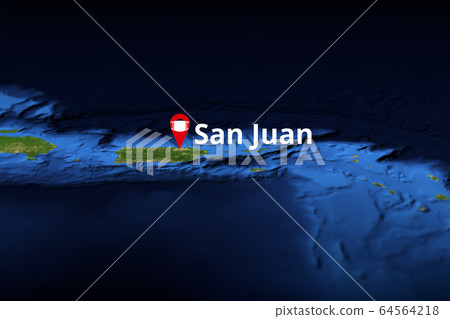 San Juan, Puerto Rico geotag with face mask, COVID-19 coronavirus disease self-isolation related 3D rendering San Juan, Puerto Rico geotag with face mask, COVID-19 coronavirus disease self-isolation related 3D rendering 64564218