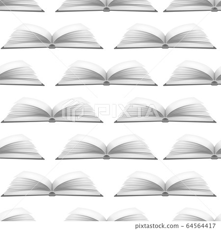 Realistic Detailed 3d Blank Open Book Seamless Pattern Background. Vector Realistic Detailed 3d Blank Open Book Seamless Pattern Background. Vector 64564417