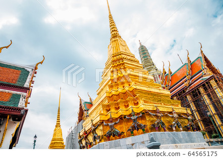 Wat Phra Kaew, Grand Palace historic architecture in Bangkok, Thailand Wat Phra Kaew, Grand Palace historic architecture in Bangkok, Thailand 64565175