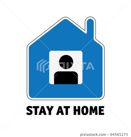 Simple sign icon stay home men in window isolate on white Simple sign icon stay home men in window isolate on white 64565273