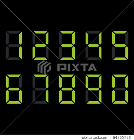 Digit electronic numbers watch display black green 64565738