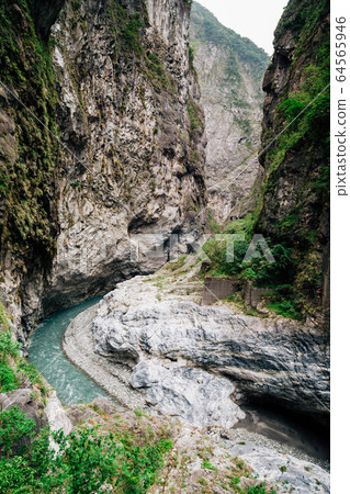River and mountain in Taroko National Park, Taiwan 64565946