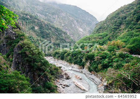 River and mountain in Taroko National Park, Taiwan 64565952