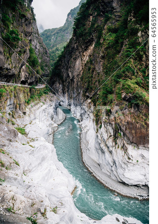 River and mountain in Taroko National Park, Taiwan 64565953