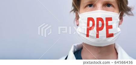 PPE theme with person wearing a protective face mask PPE theme with person wearing a protective face mask 64566436