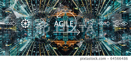 Agile concept with abstract night cityscape Agile concept with abstract night cityscape 64566486