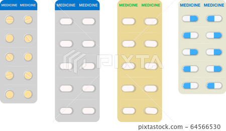 Medicine tablets blister pack vector illustration set # 01 64566530