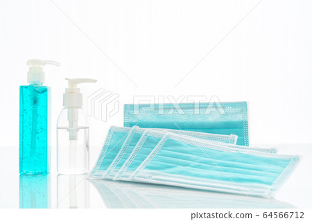 Medical face masks and Alcohol gel bottle 64566712