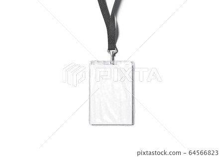 Blank black lanyard with laminated name badge mock up, isolated Blank black lanyard with laminated name badge mock up, isolated 64566823